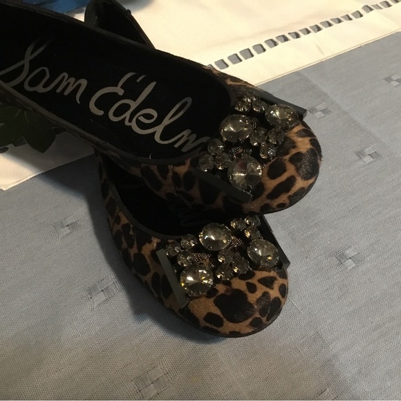 🌹HOST PICK-SAM EDELMAN TOE BEJEWELED LEOPARD PRINT BALLET FLATS/SZ 7.5 - Picture 2 of 9